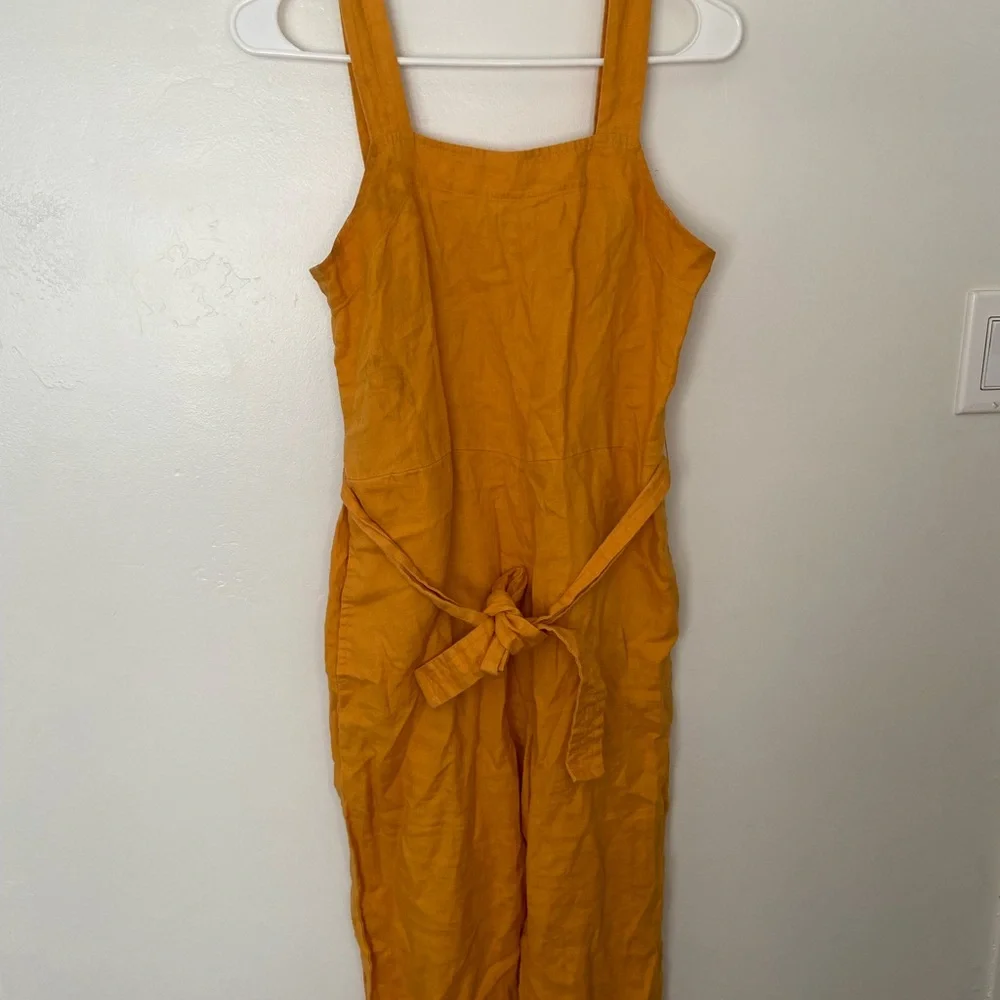 ☀️EVERLANE Square Neck 100% Linen Jumpsuit in Marigold